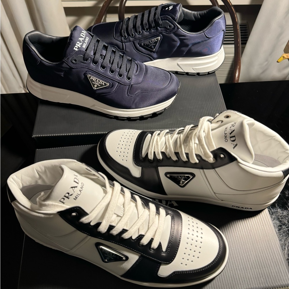 White leather Prada Shoes New. Box and receipts.
